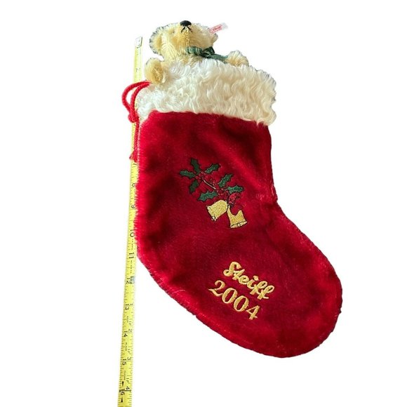 Steiff Plush Stuffed Animal Bear Mohair Christmas 2004 with stocking 037740 - Picture 9 of 12